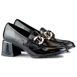 Ženske crne lakirane cipele s niskom petom crna 1