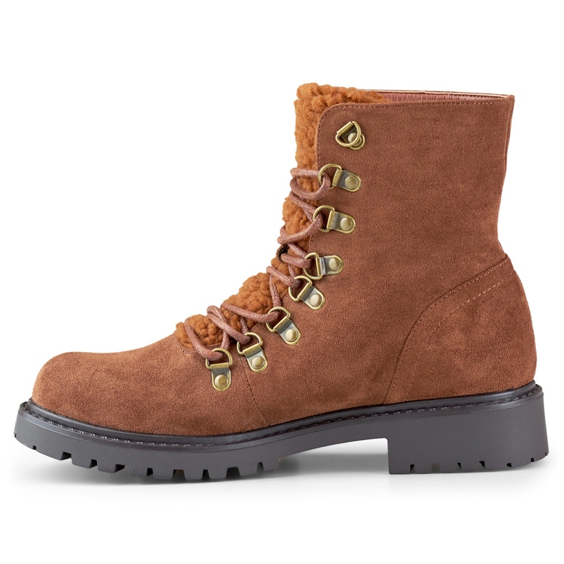 Tople smeđe ženske gležnjače na vezanje smeđa 1