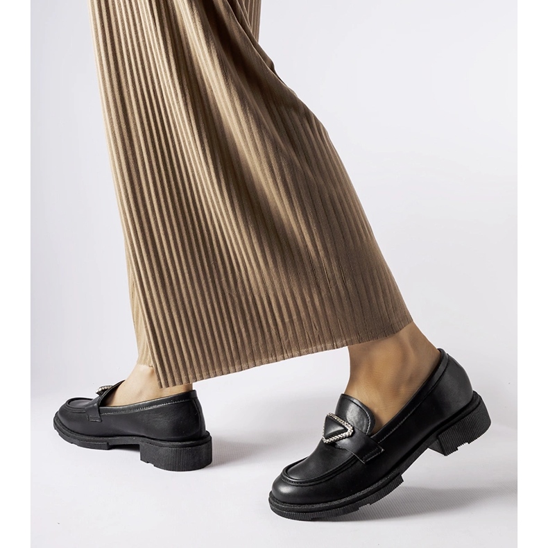 Crne mokasine ukrašene Marsilius kamenčićima crna 2