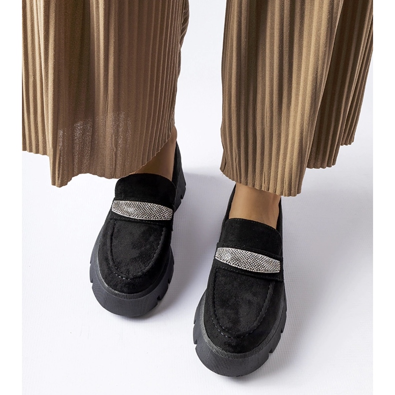 Crne mokasine s masivnim Macario potplatom crno 2