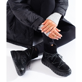 Vinceza crne kožne ženske čizme za snijeg crna 1