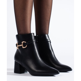 Crne gležnjače na visoku petu s kopčom Shelovet crno 1