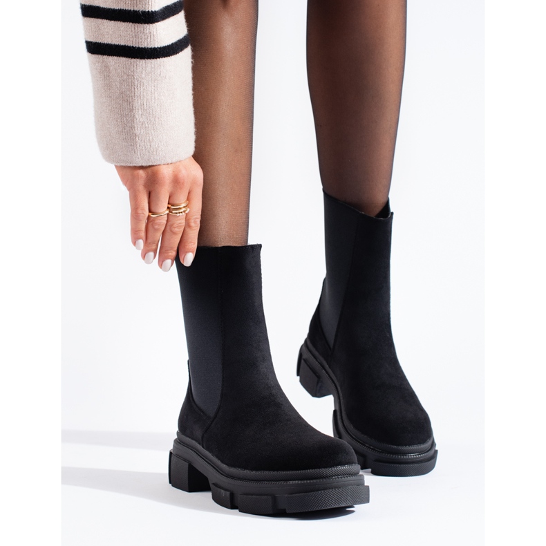 Shelovet crne gležnjače od brušene kože crno 1