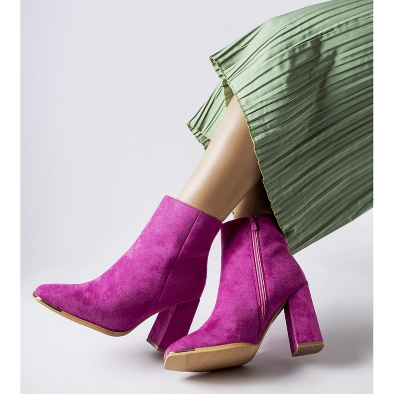 Ružičaste Cheney gležnjače s visokom petom ružičasta 1