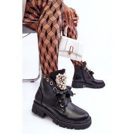 Ukrašene niske ravne čizme crne Binga crna 1