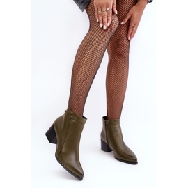 Sergio Leone Kožne čizme na nisku petu Olive Cidi zelena 2