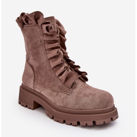 PS1 Radničke gležnjače izolirane od brušene kože s ravnom potpeticom, tamno bež nacelle 1