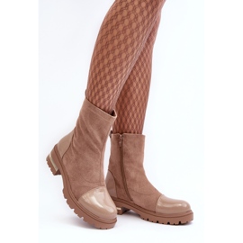 PS1 Kožne klasične ravne čizme bež šendete 2
