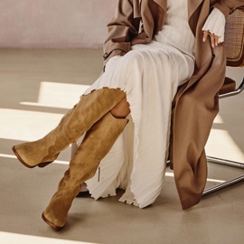 Marco Shoes Iolanda kaubojske čizme s ukrasnim šavovima bež 1