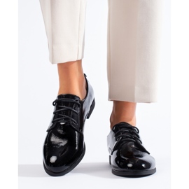 Lakirane crne oksfordice Shelovet na vezanje crno 2