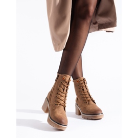 Shelovet smeđe gležnjače od brušene kože na vezanje smeđa 1