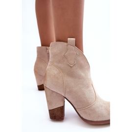 PS1 Kaubojske čizme od brušene kože na visoku petu svijetlo bež boje 2