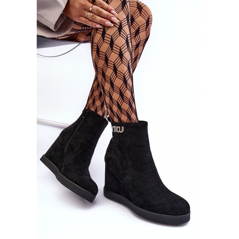 PS1 Gležnjače s izolacijom od brušene kože s ukrasom, crne boje crna 1