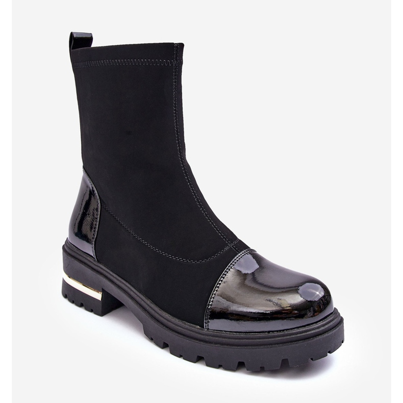 PS1 Kožne klasične ravne čizme crne šendete crna 2