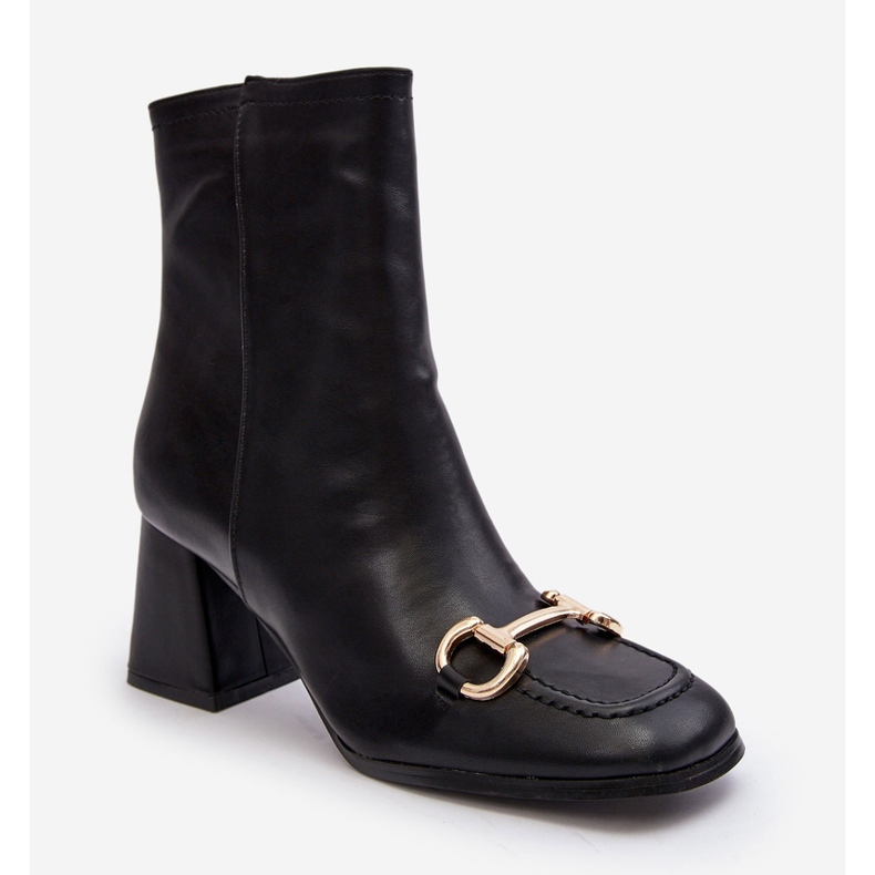 PH2 Kožne gležnjače na visoku petu s ukrasom, crne Pamelinta crna 1