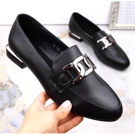 Ženske cipele na ravnu petu s lancem, crne Sergio Leone MK732 crno 1