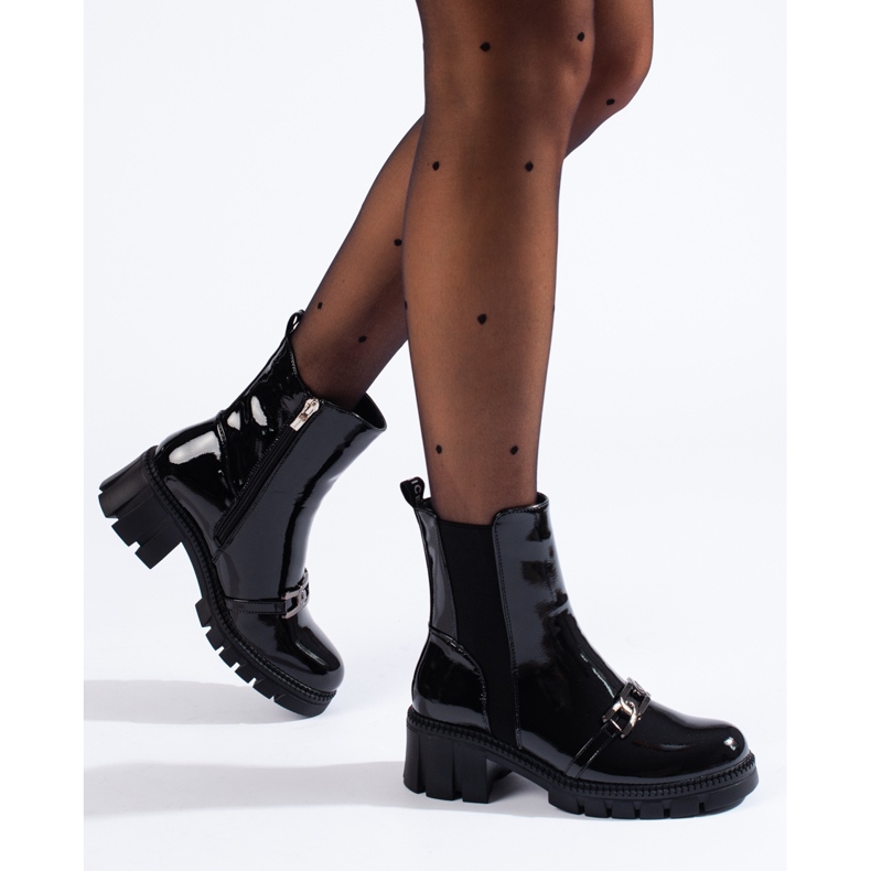 W. Potocki Ženske lakirane Jodhpur čizme Potocki crne crna 1