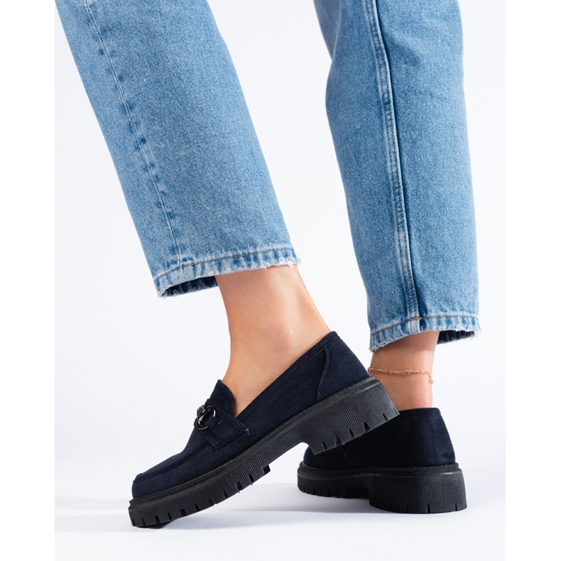 Shelovet tamnoplave ženske mokasine od brušene kože plava 2