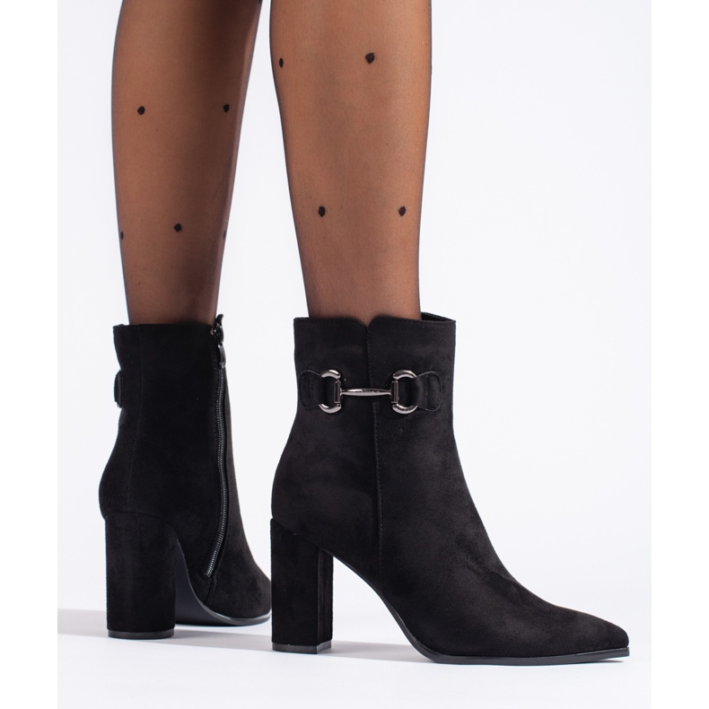 Shelovet crne gležnjače s visokom petom od brušene kože crna 1