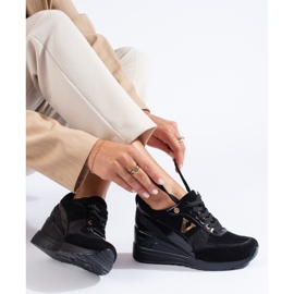 W. Potocki Potocki crne tenisice na klin na vezanje crno 1