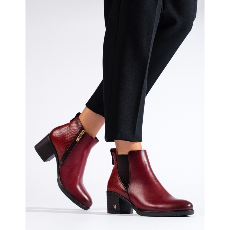 W. Potocki Bordo ženske gležnjače na visoku petu marke Potocki crvena 1