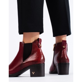 W. Potocki Bordo ženske gležnjače na visoku petu marke Potocki crvena 2