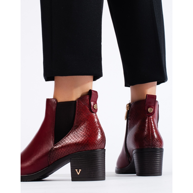 W. Potocki Bordo ženske gležnjače na visoku petu marke Potocki crvena 2