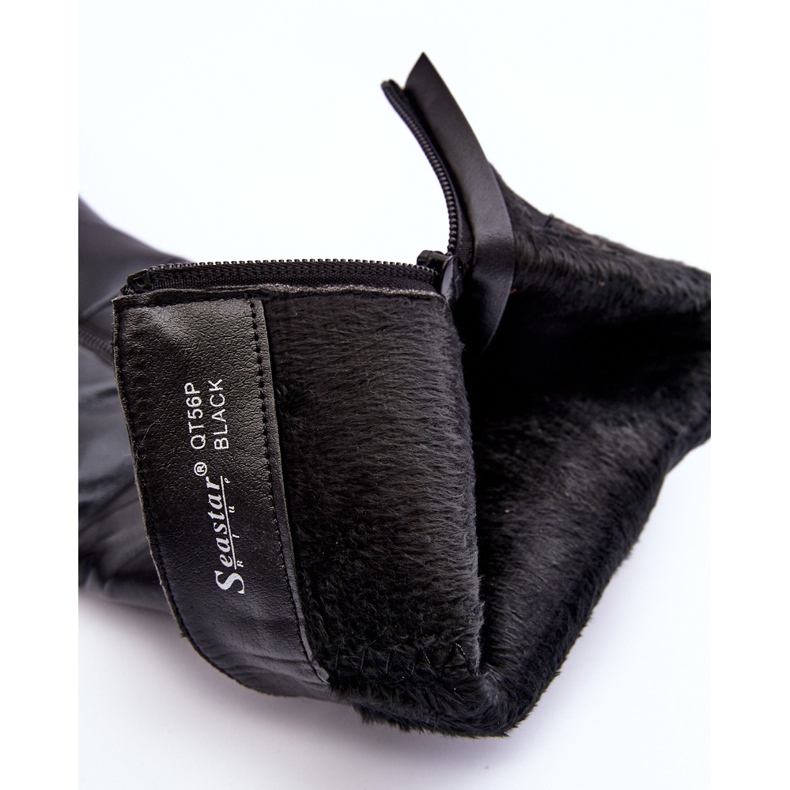 PS1 Kožne čizme s visokom petom iznad koljena, crne Serpens crna 1