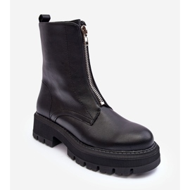 PS1 Kožne ravne čizme s patentnim zatvaračem crne Vimal crna 1