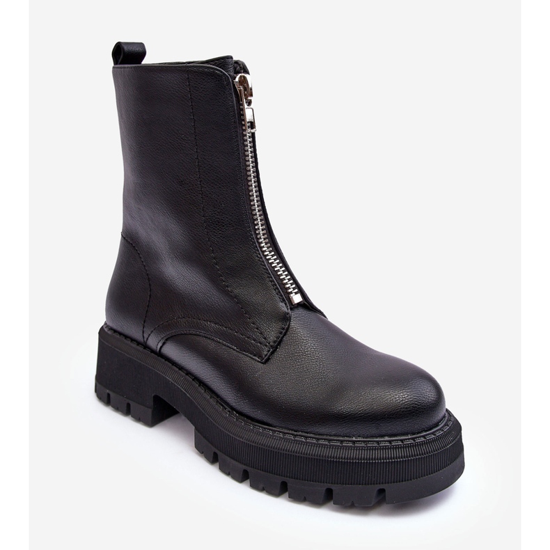 PS1 Kožne ravne čizme s patentnim zatvaračem crne Vimal crna 1