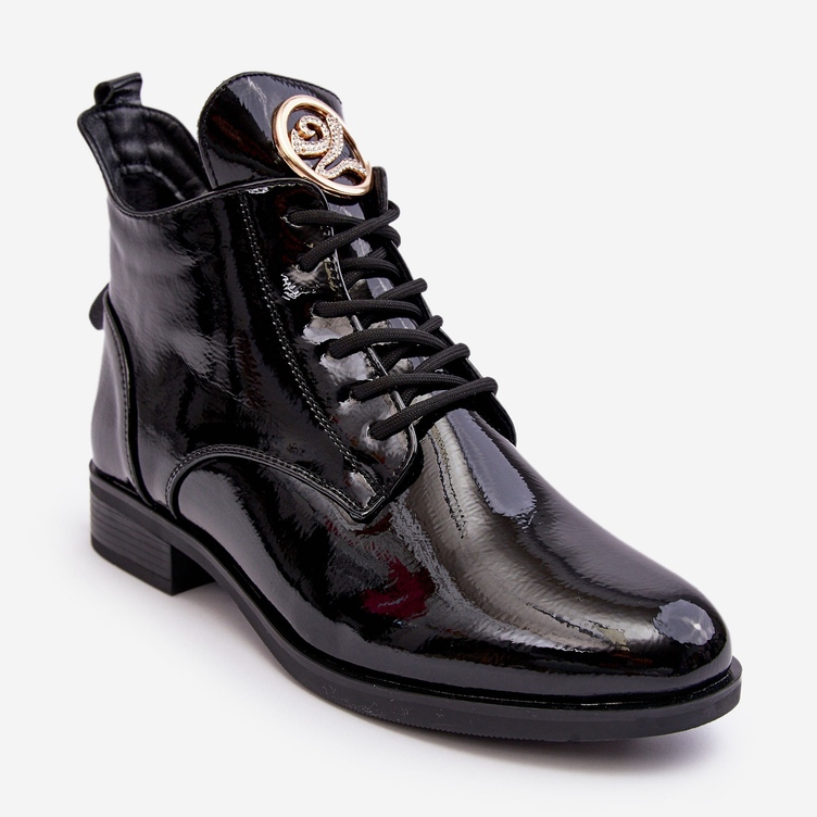 PH2 Ženske lakirane cipele s ukrasom, Black Attiame crna 1