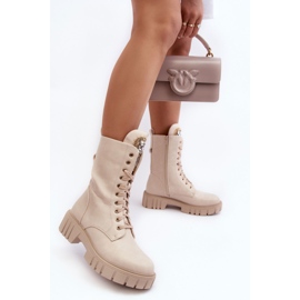 PS1 Bež Marx kožne radne gležnjače s ukrasom od nakita 1