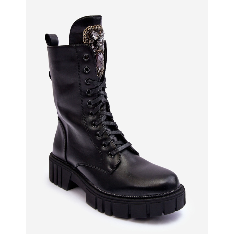 PS1 Black Marx kožne radničke gležnjače s ukrasom od nakita crna 1