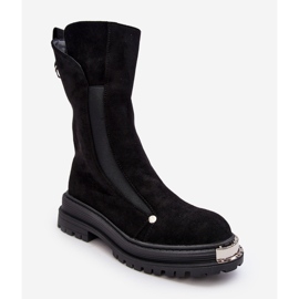 PS1 Ravne čizme s izolacijom od brušene kože crne Palimra crno 2