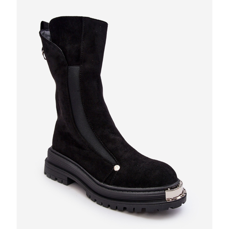 PS1 Ravne čizme s izolacijom od brušene kože crne Palimra crna 2