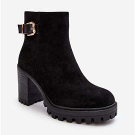 PS1 Ženske gležnjače od brušene kože s crnim ukrasom Menoria crno 1