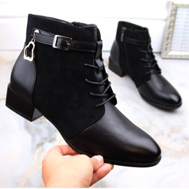 Ženske izolirane crne čizme s ravnom petom Potocki SZ12260 crna 1