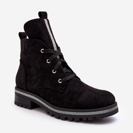 PS1 Ženske gležnjače od brušene kože s crnim pleska ukrasom crna 2