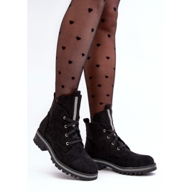 PS1 Ženske gležnjače od brušene kože s crnim pleska ukrasom crna 1