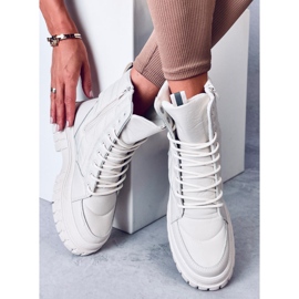 Ravne čizme na vezanje Barkin Beis bež 2