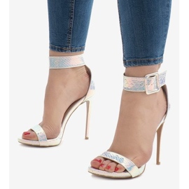 Iridescent srebrne sandale s visokim potpeticama L1543 srebro 1