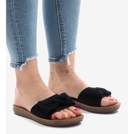 Crne papuče s mašnom 6376-1 crna 1