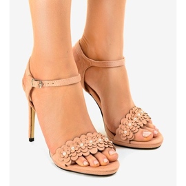 Ružičaste sandale na cvijetu stiletto TN-001 ružičasta 1