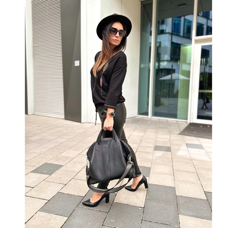 Olivier Kožne ženske pumpe na stupu 2258 crne crna 1