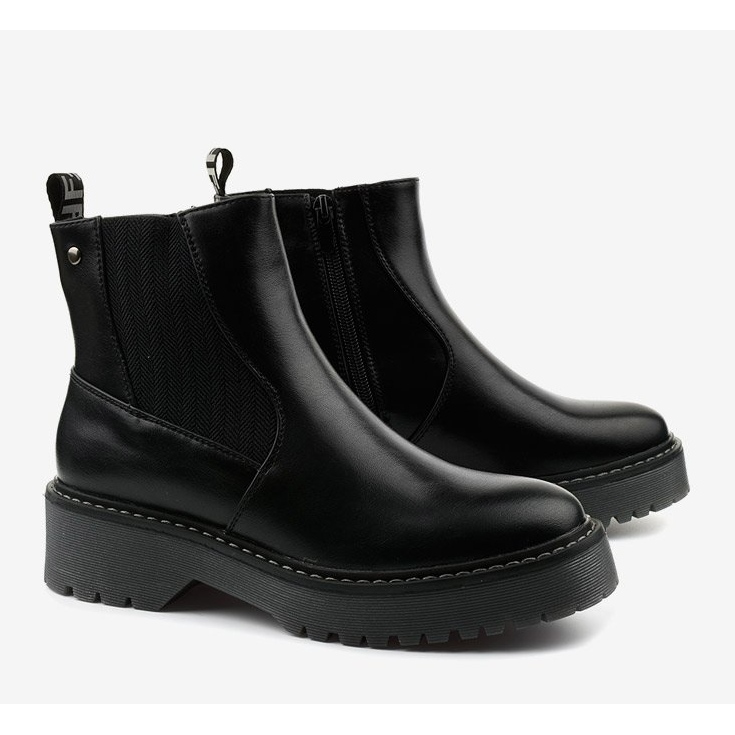 Crne ravne čizme od Cavern eko kože crna 1