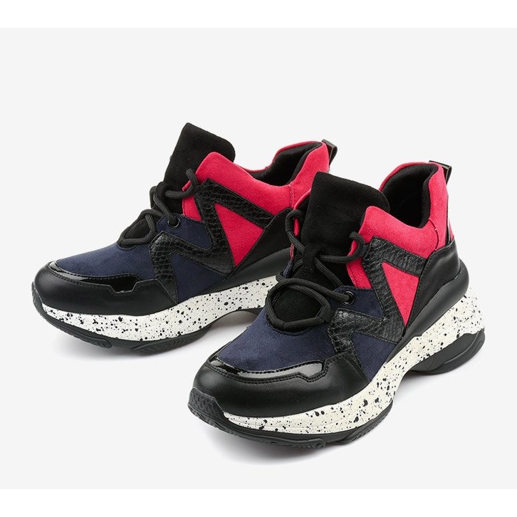 Crne sportske tenisice od eko kože-antilopa Clavelina crna crvena tamnoplava 1