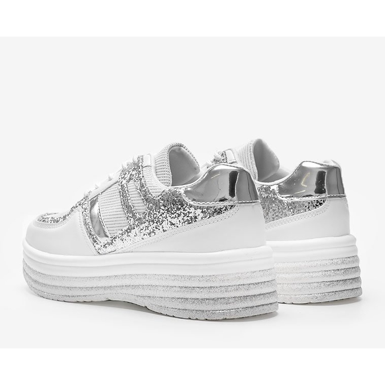 Bijele tenisice od brokata na debelom potplatu od lovora bijela 1