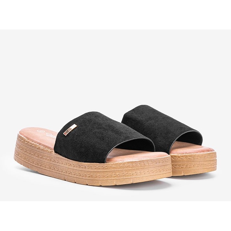 Crne papuče na platformi crno 1