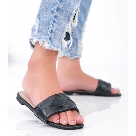 Crne papuče s gornjim dijelom od pletene Iren crno 1