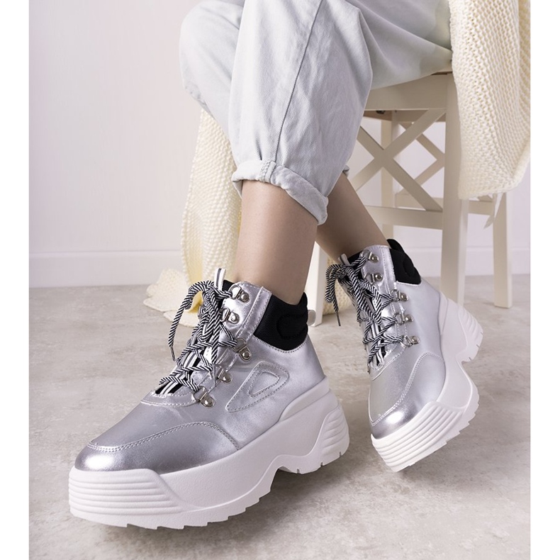 Srebrne tenisice na visokom potplatu Eloquence srebro 1